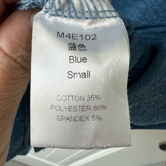 Blue Short Sleeve V-Neck Pullover Cotton Size S - Picture 4 of 7